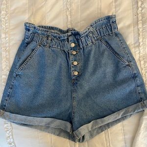 Zara Paper Bag Denim Shorts